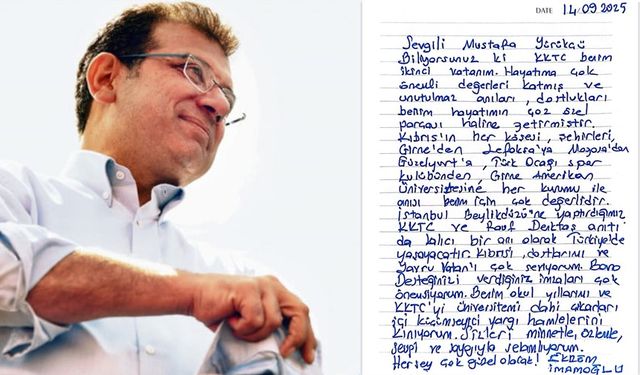 Tutuklu Başkan İmamoğlu'ndan Kıbrıs’a duygu yüklü mektup