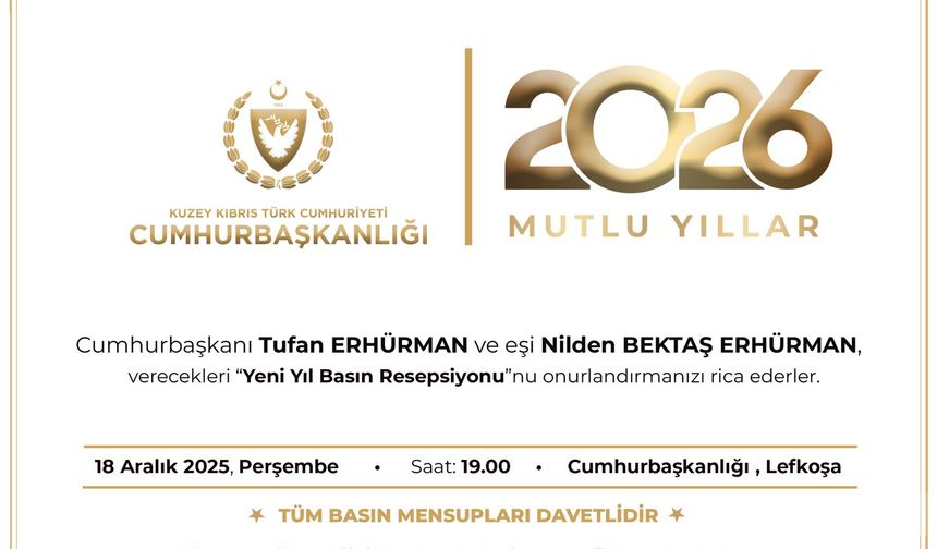 Cumhurbaşkanlığı’nın "Yeni Yıl Basın Resepsiyonu" yarın akşam yapılacak